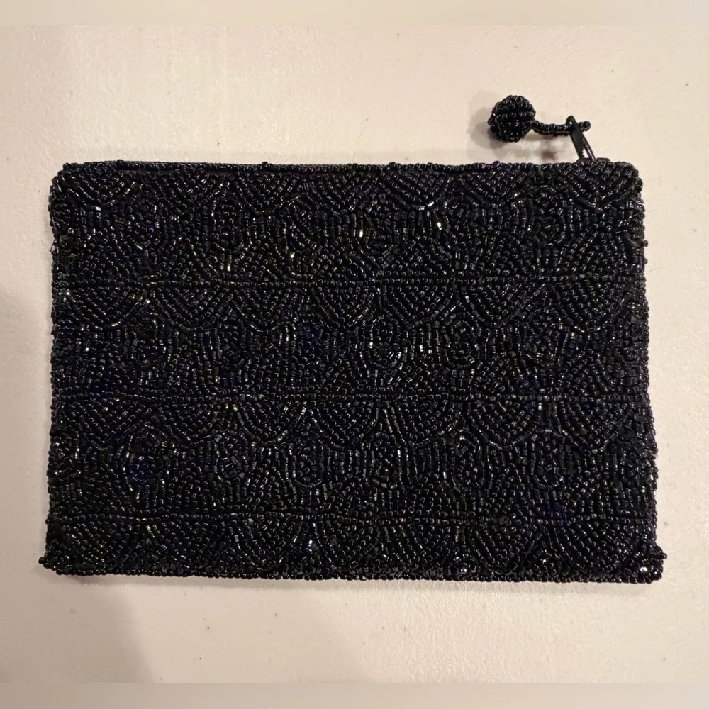 Women’s small beaded black bag